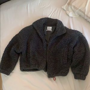 Urban Outfitters Fuzzy Drawstring Teddy Jacket